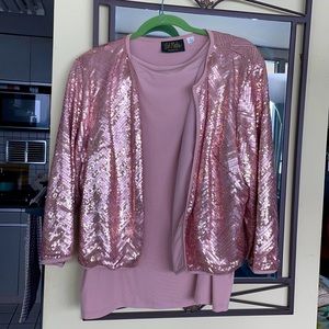 Sequin twin set . Pink sequin